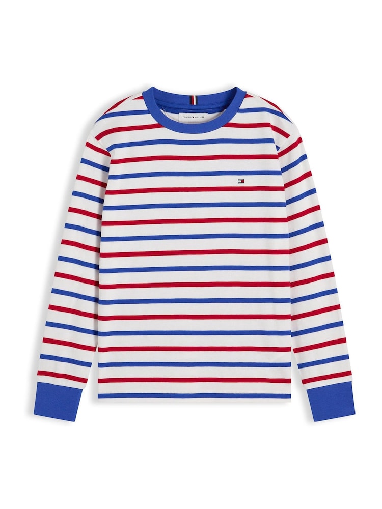 Tommy Hilfiger Red Essential Stripe Relaxed Long Sleeve T-Shirt - Image 5 of 5