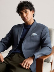 Navy Blue Regular Fit Linen Blend Blazer - Image 1 of 11