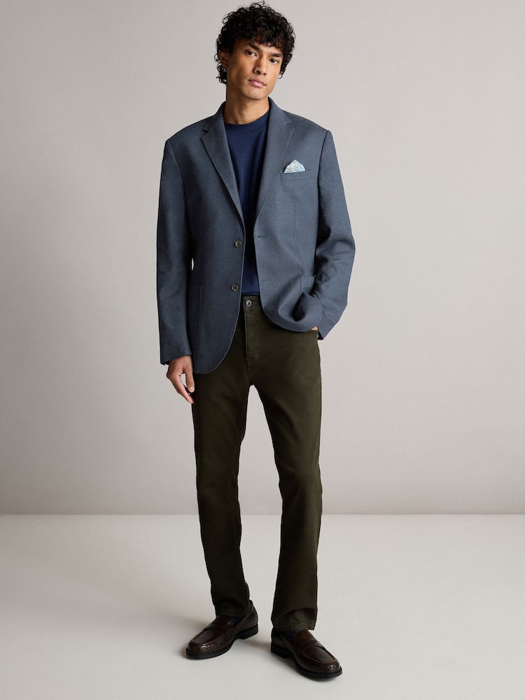 Navy Blue Regular Fit Linen Blend Blazer - Image 2 of 11