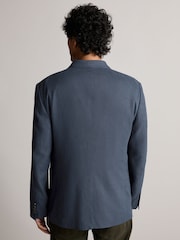 Navy Blue Regular Fit Linen Blend Blazer - Image 3 of 11