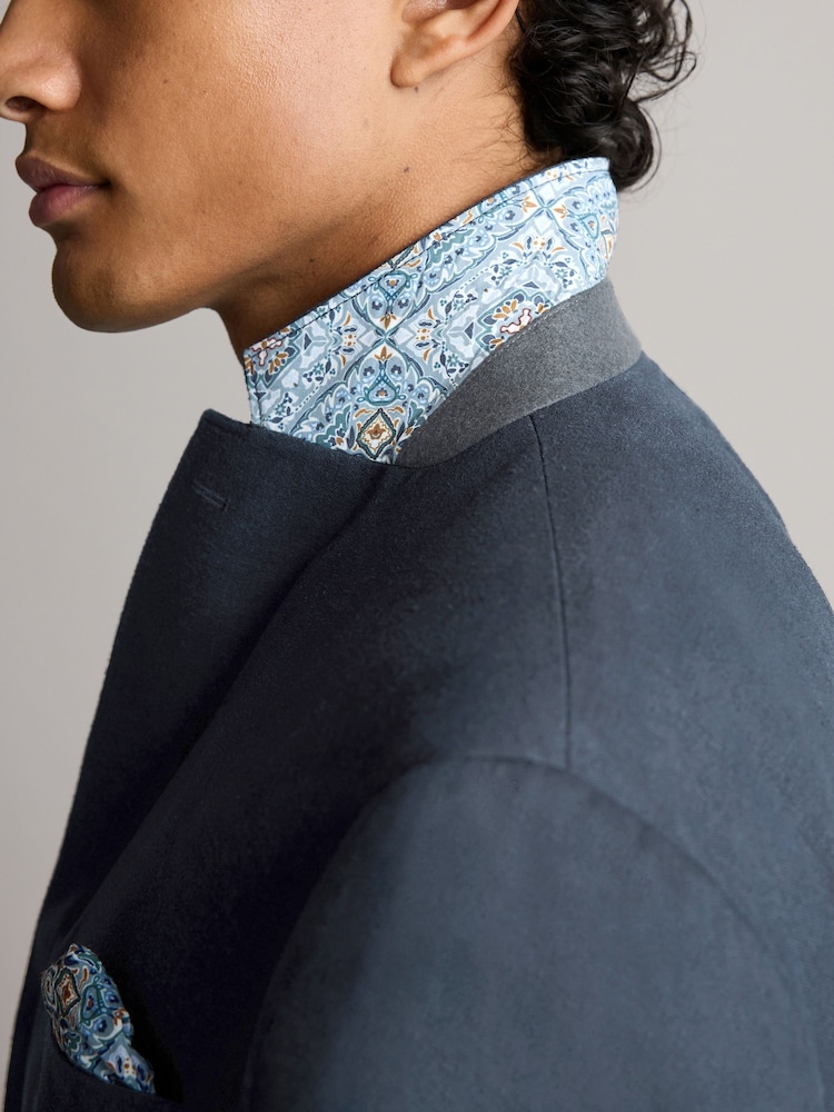 Navy Blue Regular Fit Linen Blend Blazer - Image 4 of 11