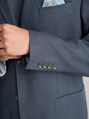 Navy Blue Regular Fit Linen Blend Blazer - Image 5 of 11