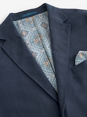 Navy Blue Regular Fit Linen Blend Blazer - Image 7 of 11