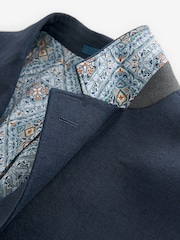 Navy Blue Regular Fit Linen Blend Blazer - Image 8 of 11