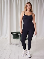 self. Black Strappy Full Length Unitard Bodies - Image 2 of 7