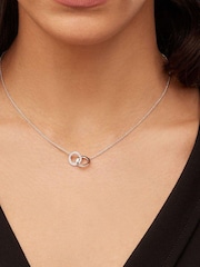 Beaverbrooks Cubic Zirconia Sterling Silver Double Circle Necklace - Image 3 of 4