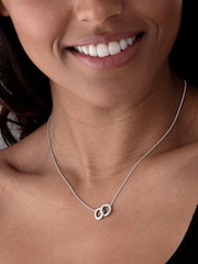 Beaverbrooks Cubic Zirconia Sterling Silver Double Circle Necklace - Image 4 of 4