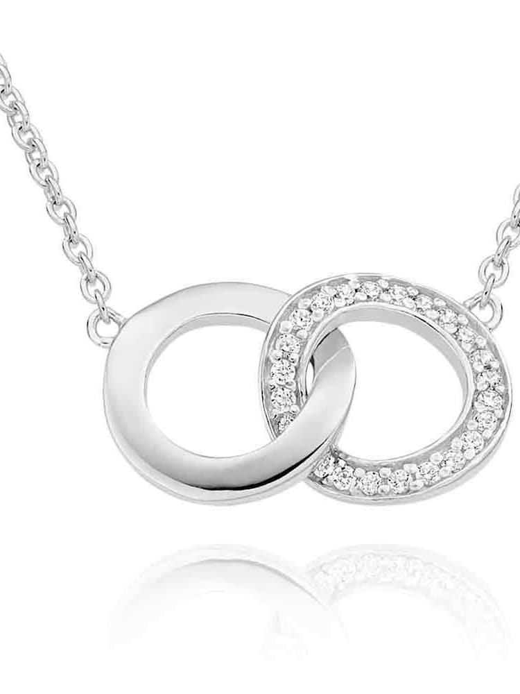 Silver Cubic Zirconia Sterling Silver Double Circle Necklace - Image 7 of 7