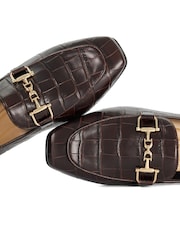 Dune London Brown Grained Loafers - Image 5 of 5