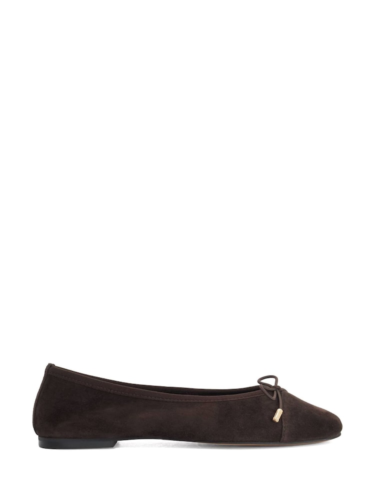 Dune London Brown Leather Haliah Ballet Pumps - Image 1 of 5 Dune London Brown Leather Haliah Ballet Pumps - Image 1 of 5