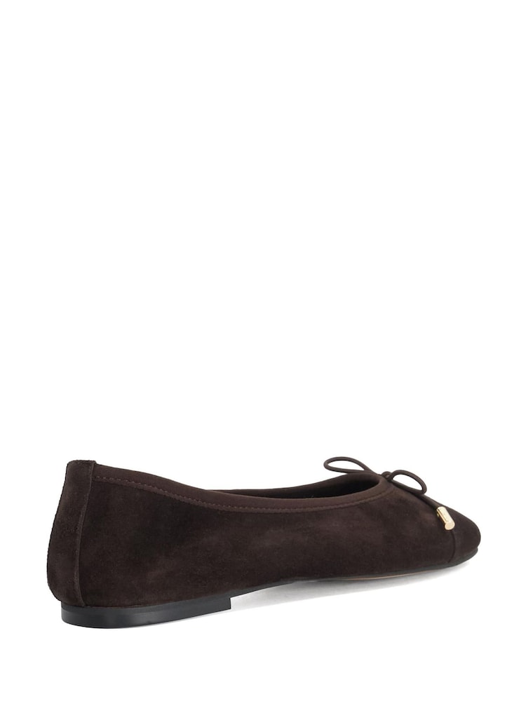 Dune London Brown Leather Haliah Ballet Pumps - Image 2 of 5 Dune London Brown Leather Haliah Ballet Pumps - Image 2 of 5