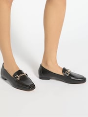 Dune London Black Grained Loafers - Image 1 of 6