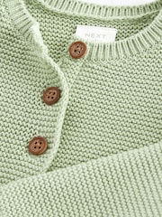 Sage Green Baby Frill Shoulder Knitted 100% Cotton Cardigan (0mths-2yrs) - Image 3 of 3