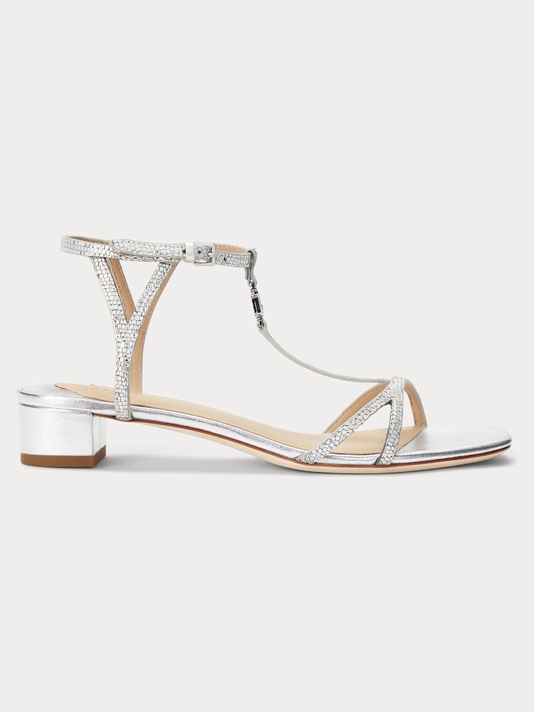 Lauren Ralph Lauren Silver Fallon Lizard Embossed Sandals - Image 2 of 4