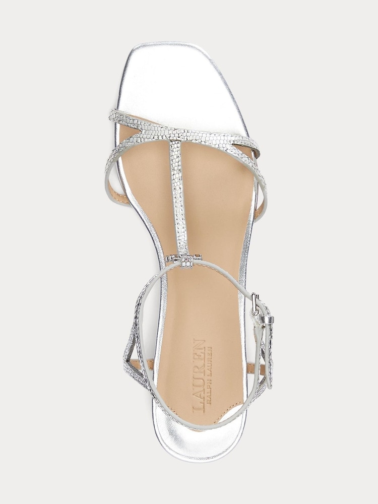 Lauren Ralph Lauren Silver Fallon Lizard Embossed Sandals - Image 4 of 4