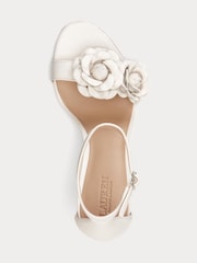 Lauren Ralph Lauren Allie Floral Trim Nappa Leather White Sandals - Image 4 of 4