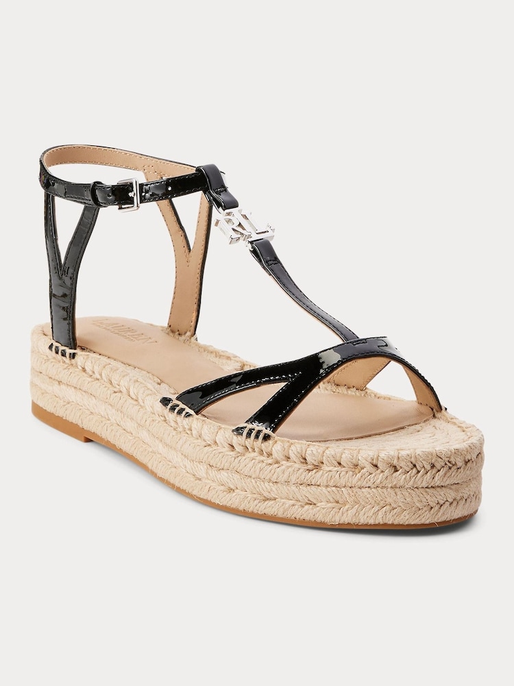 Lauren Ralph Lauren Black Payton Patent Leather Espadrilles - Image 1 of 4