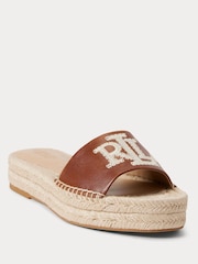 Lauren Ralph Lauren Tan Brown Polly Espadrille Sliders - Image 1 of 4