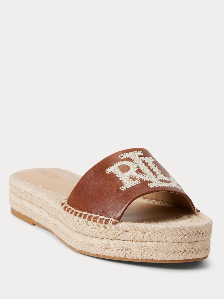 Lauren Ralph Lauren Tan Brown Polly Espadrille Sliders - Image 1 of 4