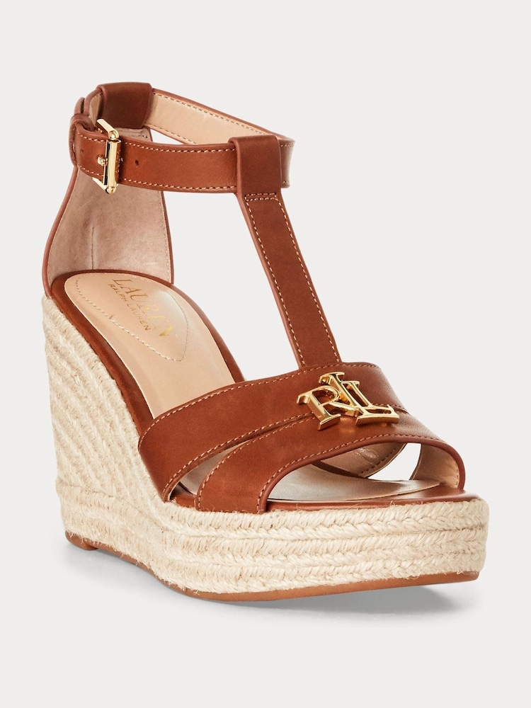 Lauren Ralph Lauren Tan Brown Hale Espadrille Wedges - Image 1 of 4