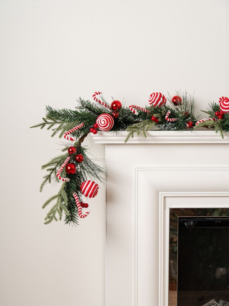 Scottish Everlastings Ltd Red Candy Cane Garland Christmas Decoration - Image 1 of 3 Scottish Everlastings Ltd Red Candy Cane Garland Christmas Decoration - Image 1 of 3