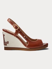 Lauren Ralph Lauren Roni Burnished Leather Tan Brown Sandals - Image 1 of 4