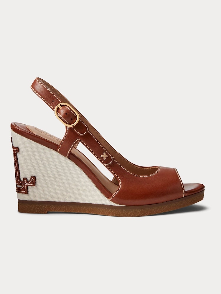 Lauren Ralph Lauren Roni Burnished Leather Tan Brown Sandals - Image 1 of 4