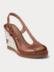 Lauren Ralph Lauren Roni Burnished Leather Tan Brown Sandals - Image 2 of 4