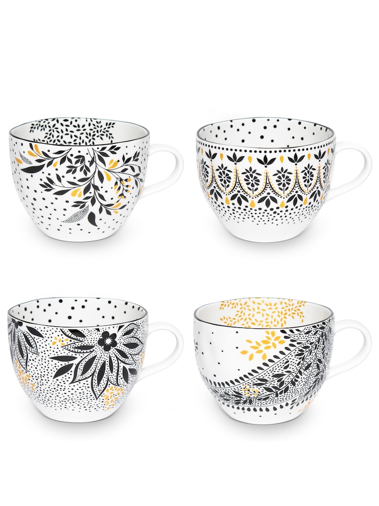 Sara Miller Artisanne Noir Set of 4 Mugs - Image 2 of 5