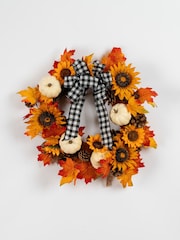 Scottish Everlastings Ltd Orange Sunflower Wreath with Gingham Bow - Image 2 of 3