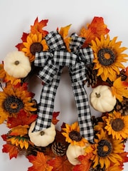 Scottish Everlastings Ltd Orange Sunflower Wreath with Gingham Bow - Image 3 of 3