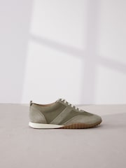 Green Signature Leather Slim Sole Retro Trainers - Image 2 of 7