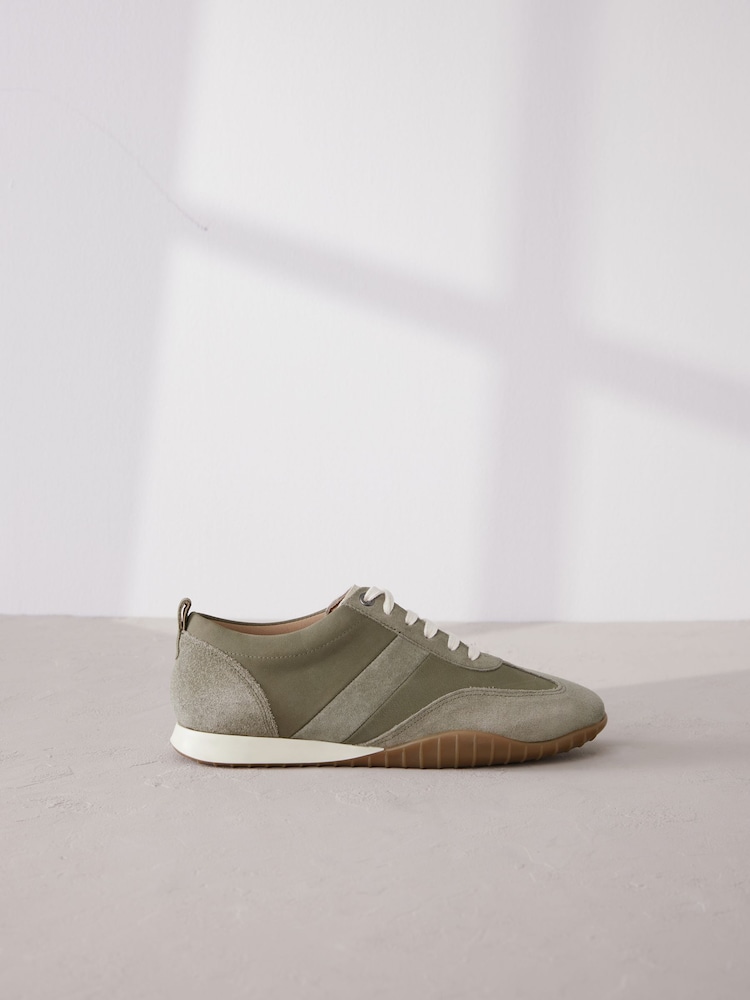 Green Signature Leather Slim Sole Retro Trainers - Image 2 of 7