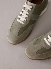 Green Signature Leather Slim Sole Retro Trainers - Image 3 of 7