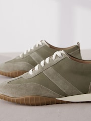 Green Signature Leather Slim Sole Retro Trainers - Image 4 of 7