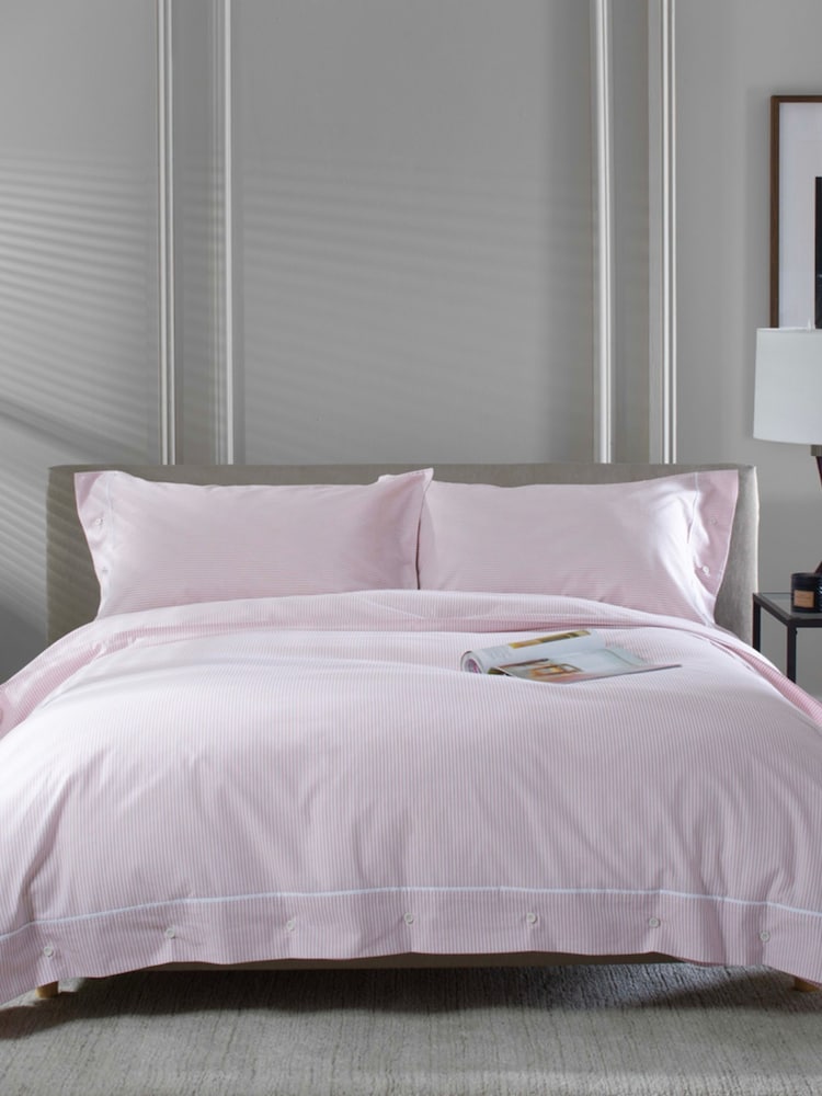 The Lyndon Company Rose/White Southport Duvet Cover and Pillowcase Set - Image 1 of 7 The Lyndon Company Rose/White Southport Duvet Cover and Pillowcase Set - Image 1 of 7
