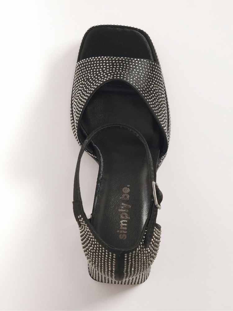 Schwarz - Simply Be Sandalen mit strassbesetztem Plateauabsatz - Bild 3 von 3 Schwarz - Simply Be Sandalen mit strassbesetztem Plateauabsatz - Bild 3 von 3