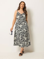 Yours Curve Black Textured Keyhole Dress - Image 1 of 5
