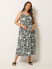 Yours Curve Black Textured Keyhole Dress - Image 2 of 5