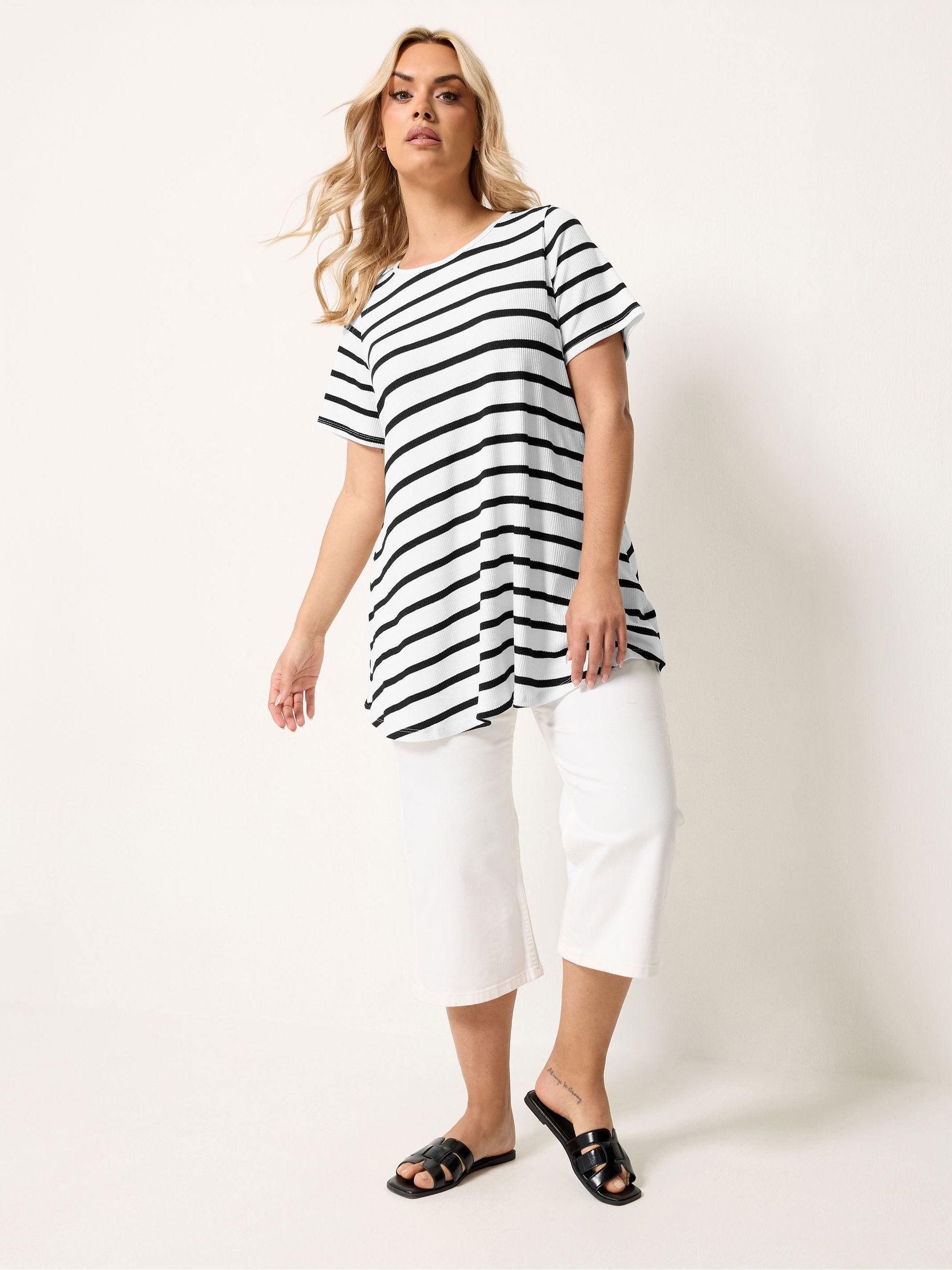 トップス flexwitme S size Buy Yours Curve White/Black Stripe Ribbed Swing Top from Next Romania