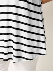 Yours Curve White/Black Stripe Ribbed Swing Top - Image 4 of 5
