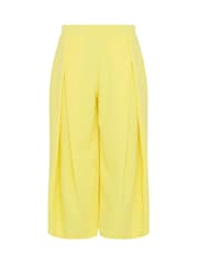 PixieGirl Petite Yellow Pleated Wrap Wide Leg Cropped Trousers - Image 5 of 5