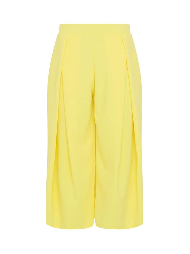 PixieGirl Petite Yellow Pleated Wrap Wide Leg Cropped Trousers - Image 5 of 5 PixieGirl Petite Yellow Pleated Wrap Wide Leg Cropped Trousers - Image 5 of 5