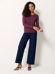 M&Co Berry Purple V-Neck Long Sleeve Jumper - Image 2 of 5