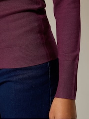 M&Co Berry Purple V-Neck Long Sleeve Jumper - Image 4 of 5