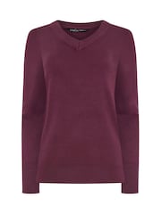 M&Co Berry Purple V-Neck Long Sleeve Jumper - Image 5 of 5