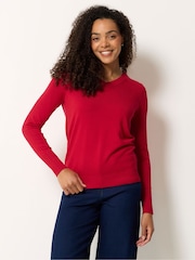 M&Co Red V-Neck Long Sleeve Jumper - Image 1 of 5