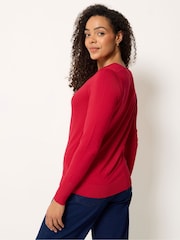 M&Co Red V-Neck Long Sleeve Jumper - Image 3 of 5