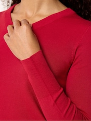 M&Co Red V-Neck Long Sleeve Jumper - Image 4 of 5