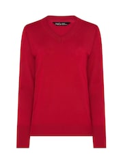 M&Co Red V-Neck Long Sleeve Jumper - Image 5 of 5
